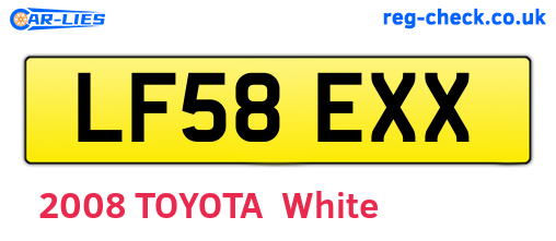 LF58EXX are the vehicle registration plates.