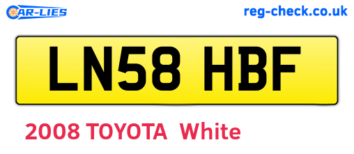 LN58HBF are the vehicle registration plates.