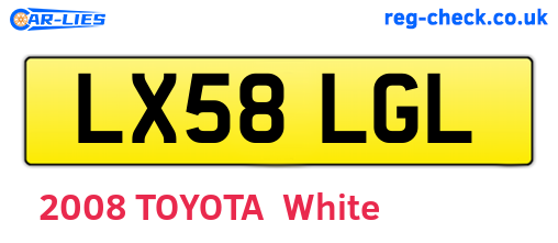 LX58LGL are the vehicle registration plates.