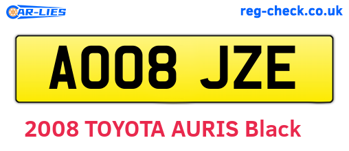 AO08JZE are the vehicle registration plates.