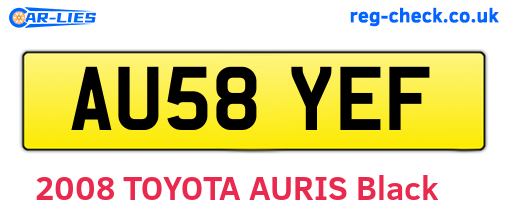 AU58YEF are the vehicle registration plates.