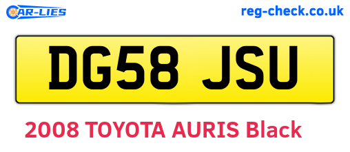 DG58JSU are the vehicle registration plates.