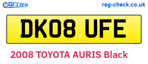 DK08UFE are the vehicle registration plates.