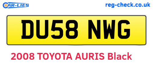 DU58NWG are the vehicle registration plates.