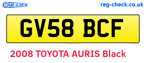GV58BCF are the vehicle registration plates.