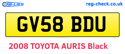 GV58BDU are the vehicle registration plates.