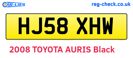 HJ58XHW are the vehicle registration plates.