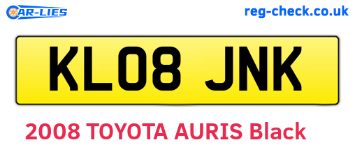 KL08JNK are the vehicle registration plates.