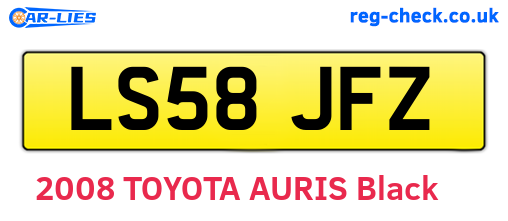 LS58JFZ are the vehicle registration plates.