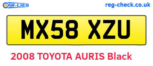 MX58XZU are the vehicle registration plates.