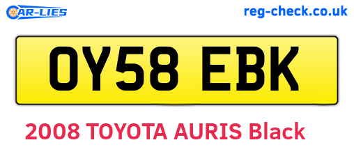 OY58EBK are the vehicle registration plates.