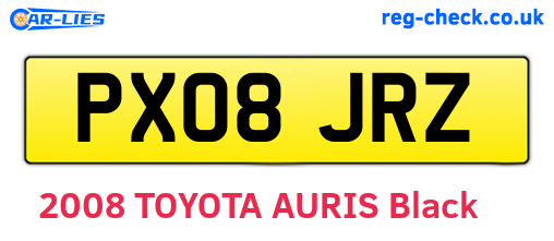 PX08JRZ are the vehicle registration plates.
