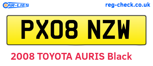 PX08NZW are the vehicle registration plates.