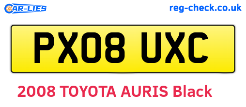 PX08UXC are the vehicle registration plates.
