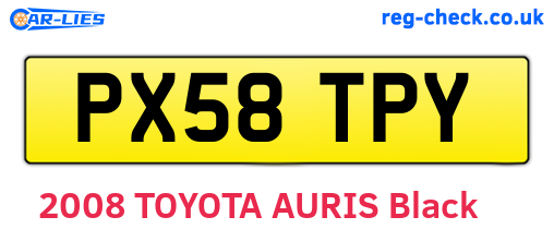 PX58TPY are the vehicle registration plates.