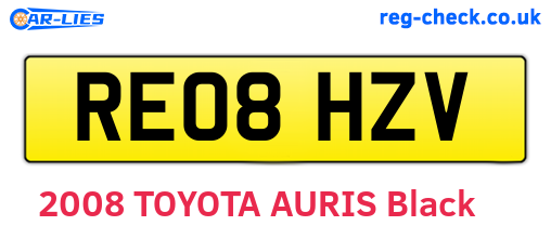 RE08HZV are the vehicle registration plates.