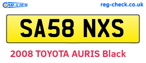 SA58NXS are the vehicle registration plates.