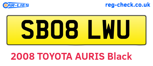 SB08LWU are the vehicle registration plates.