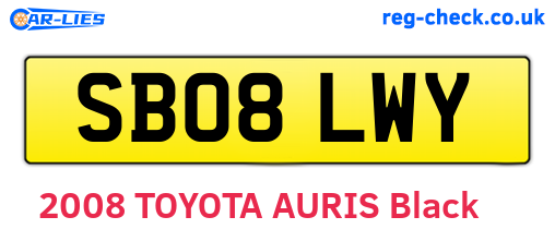 SB08LWY are the vehicle registration plates.