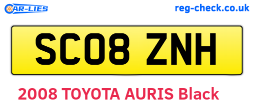 SC08ZNH are the vehicle registration plates.