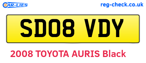 SD08VDY are the vehicle registration plates.