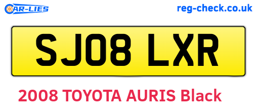 SJ08LXR are the vehicle registration plates.
