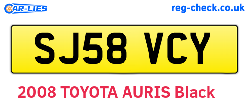 SJ58VCY are the vehicle registration plates.