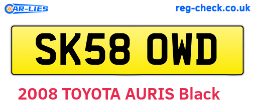 SK58OWD are the vehicle registration plates.