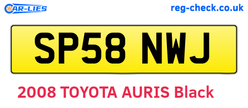 SP58NWJ are the vehicle registration plates.