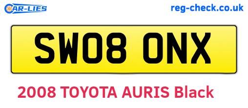 SW08ONX are the vehicle registration plates.