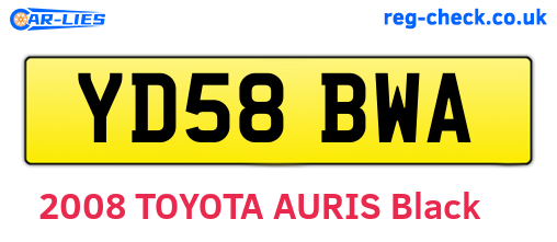 YD58BWA are the vehicle registration plates.