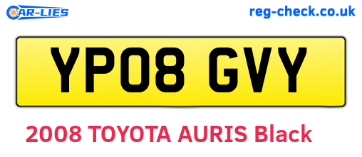 YP08GVY are the vehicle registration plates.