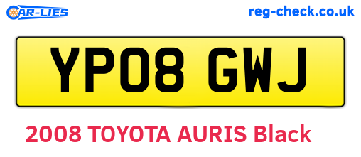 YP08GWJ are the vehicle registration plates.