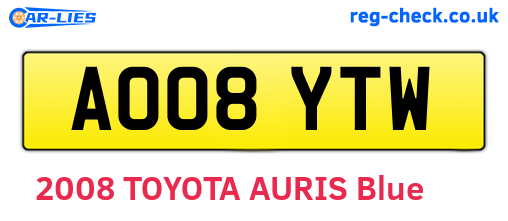 AO08YTW are the vehicle registration plates.