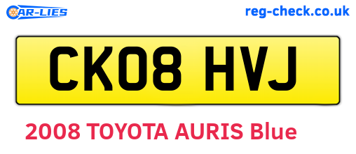 CK08HVJ are the vehicle registration plates.