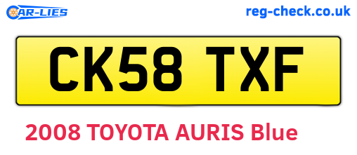 CK58TXF are the vehicle registration plates.