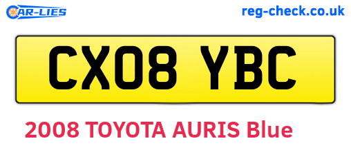CX08YBC are the vehicle registration plates.