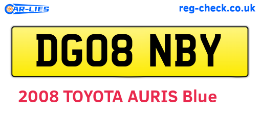 DG08NBY are the vehicle registration plates.