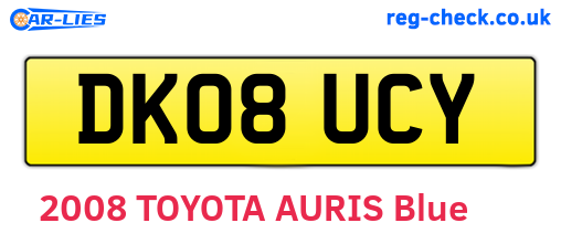 DK08UCY are the vehicle registration plates.