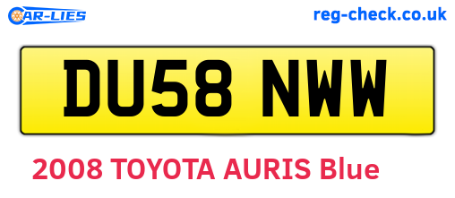 DU58NWW are the vehicle registration plates.