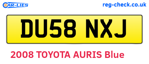 DU58NXJ are the vehicle registration plates.