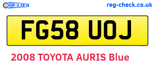 FG58UOJ are the vehicle registration plates.