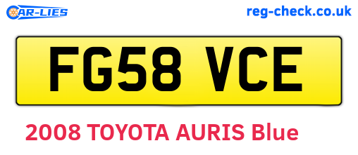 FG58VCE are the vehicle registration plates.
