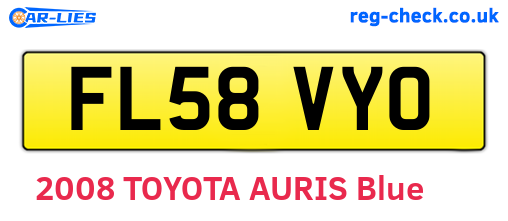 FL58VYO are the vehicle registration plates.