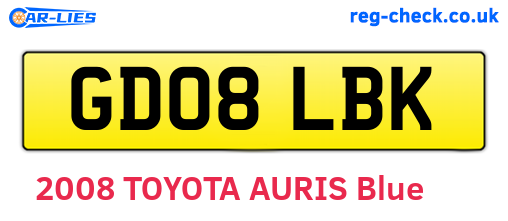 GD08LBK are the vehicle registration plates.