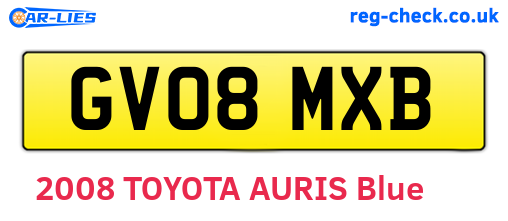 GV08MXB are the vehicle registration plates.