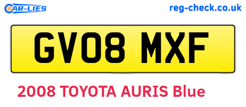 GV08MXF are the vehicle registration plates.