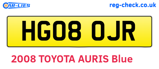 HG08OJR are the vehicle registration plates.