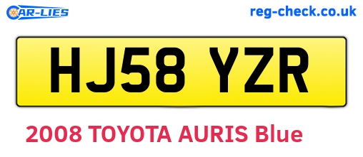 HJ58YZR are the vehicle registration plates.
