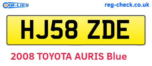 HJ58ZDE are the vehicle registration plates.